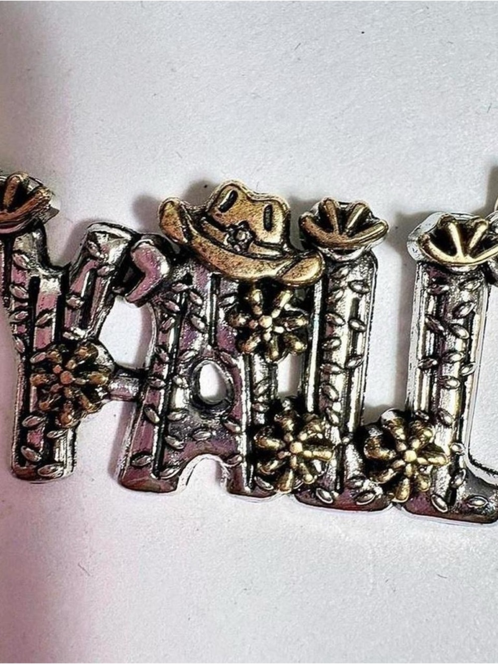 Silver and Gold 'Y'all' Western Necklace Pendant